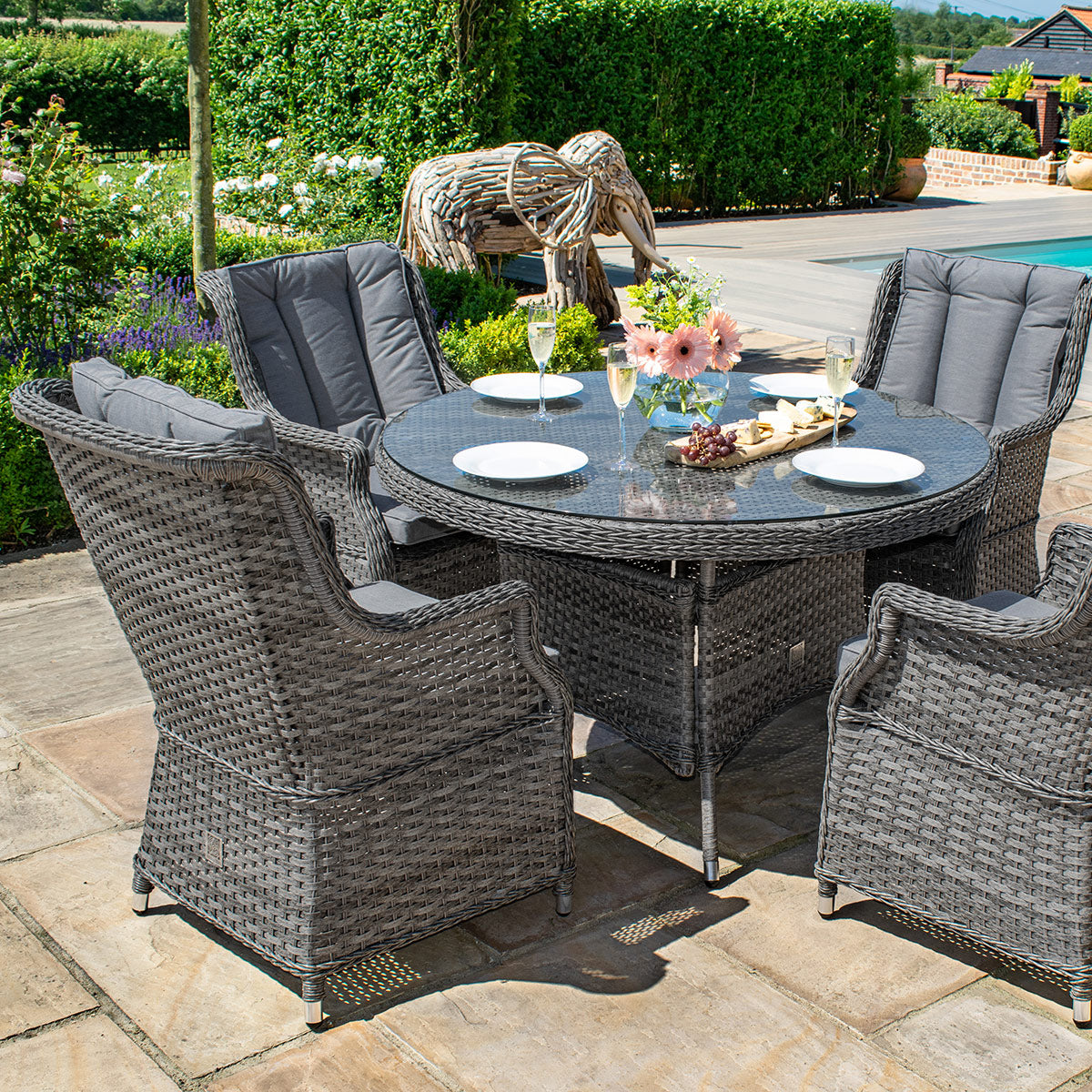 Light grey best sale rattan dining set