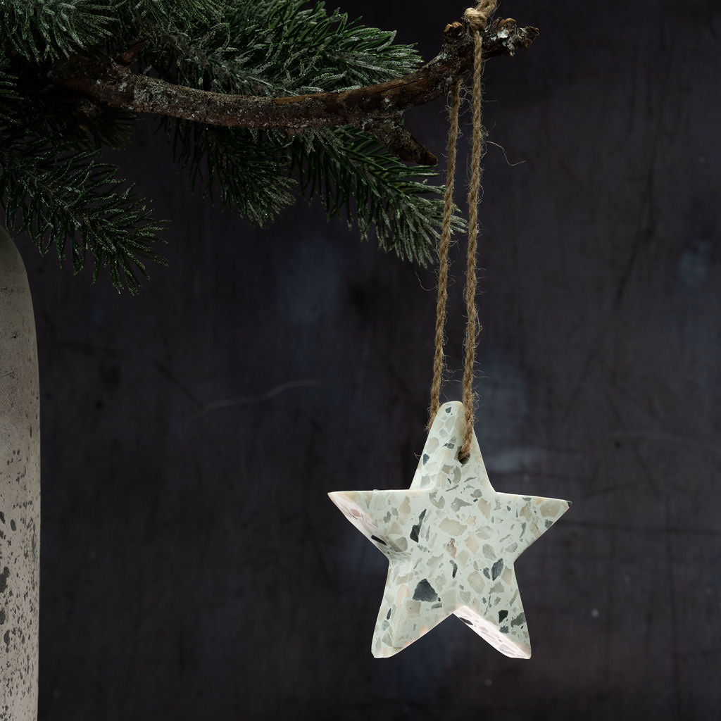 Light Grey Terrazzo Hanging Star Decoration Arthur Cameron