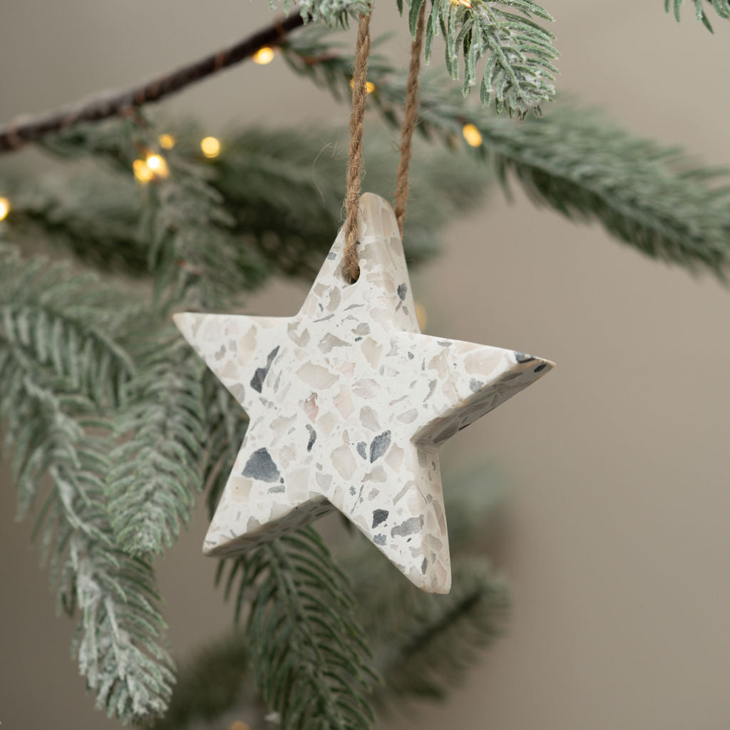 Light Grey Terrazzo Hanging Star Decoration Arthur Cameron