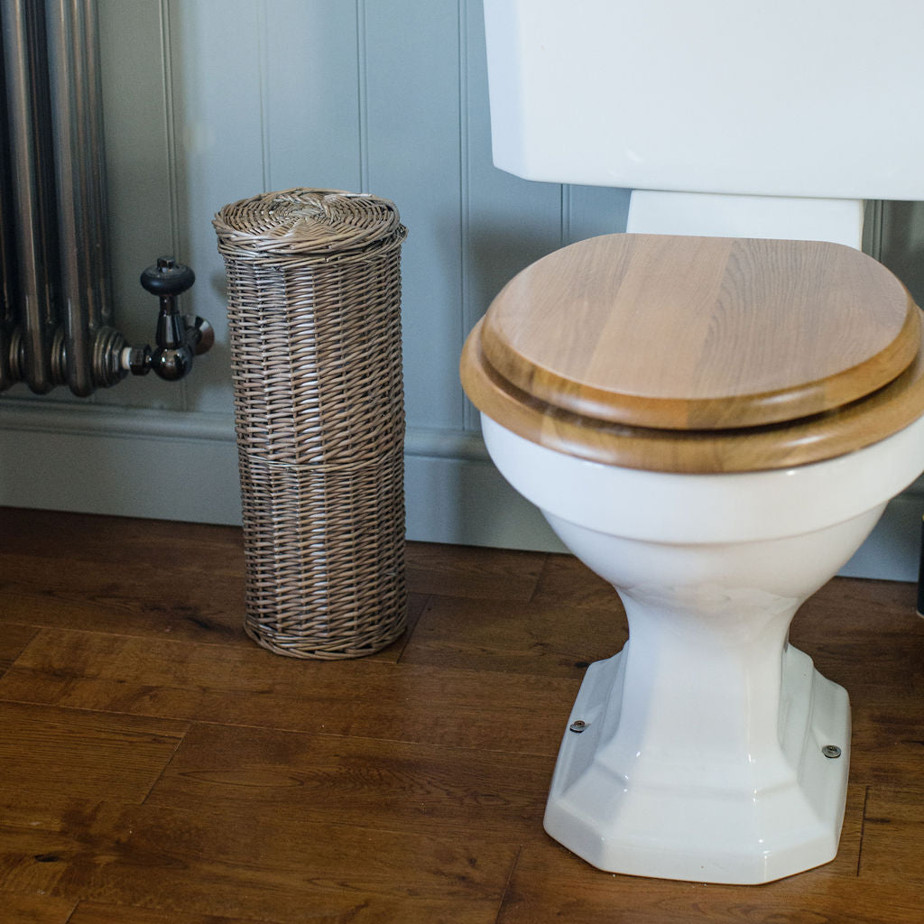 Light Grey Wicker Toilet Roll Holder Arthur Cameron