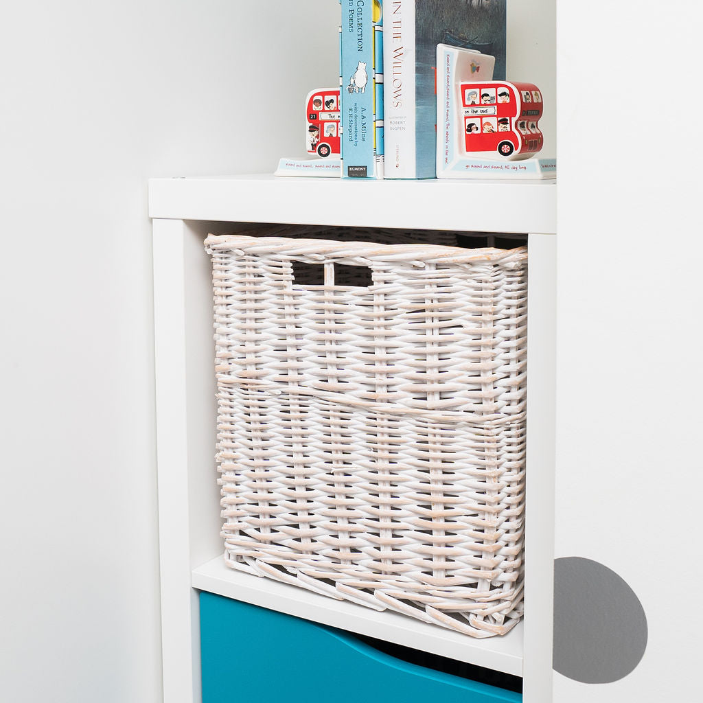 Whitewash Wicker Square Storage Basket Arthur Cameron