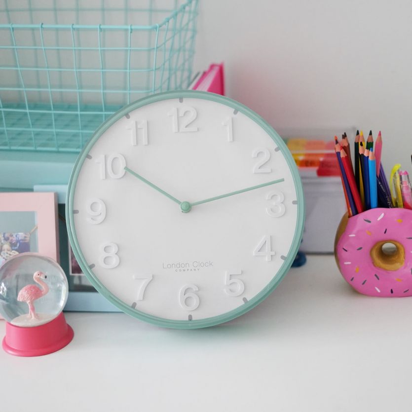 London Clock Company Deep Plastic Round Duck Egg Blue Wall Clock 01279