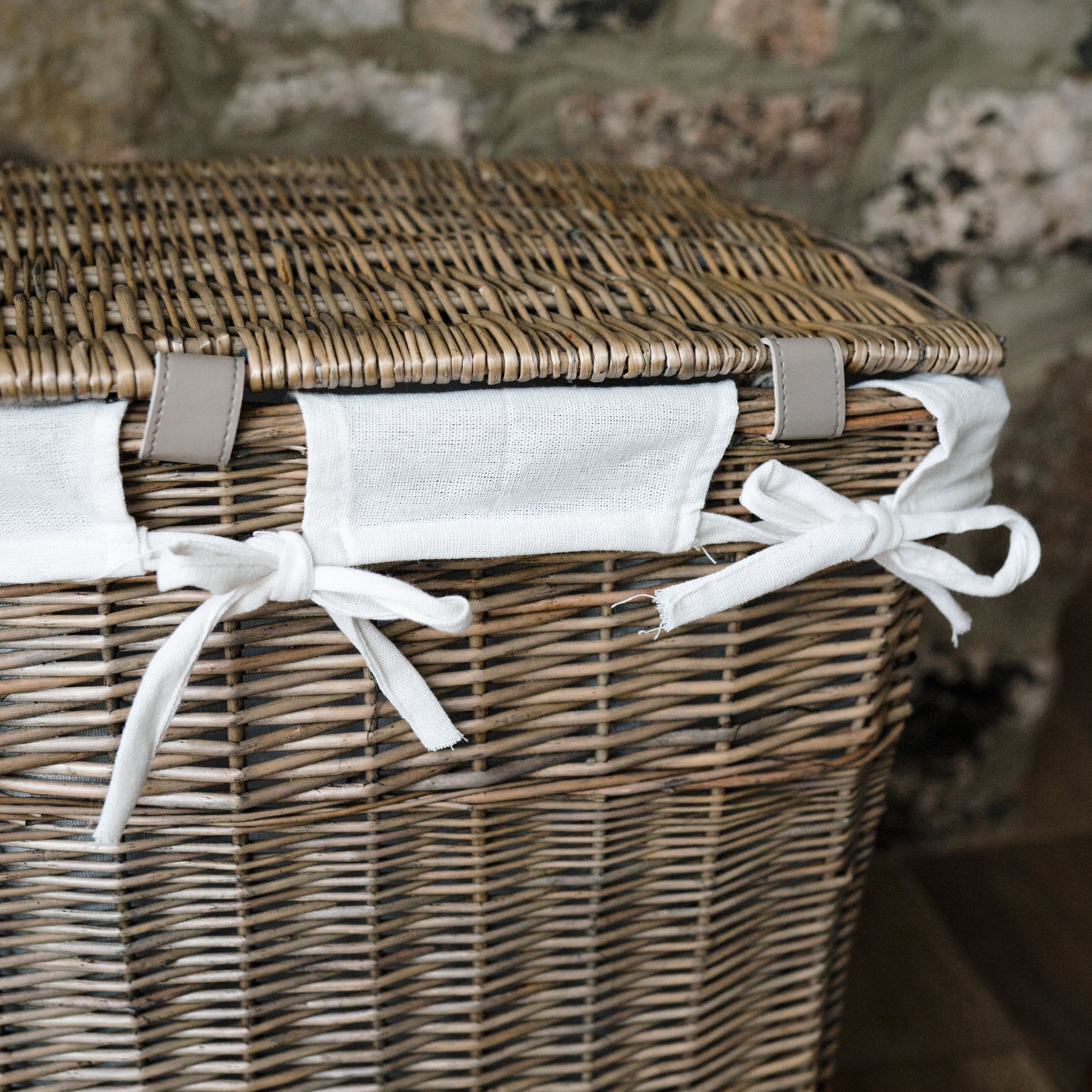 Light Grey Wicker Laundry Basket