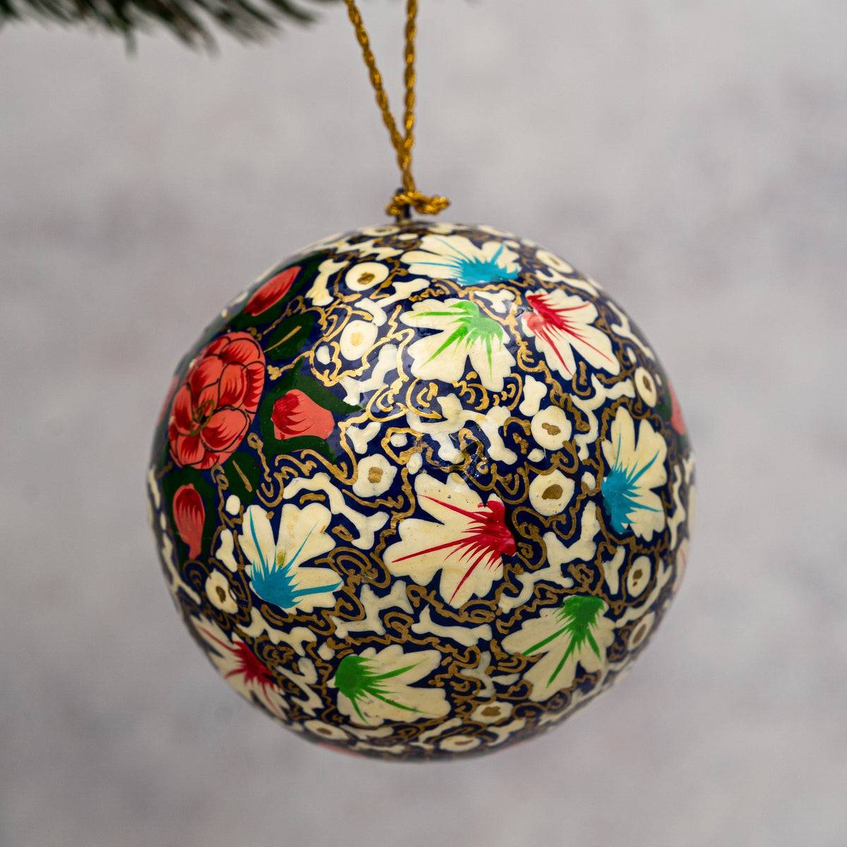 2" Turquoise & Pink Floral Christmas Bauble Christmas Decorations