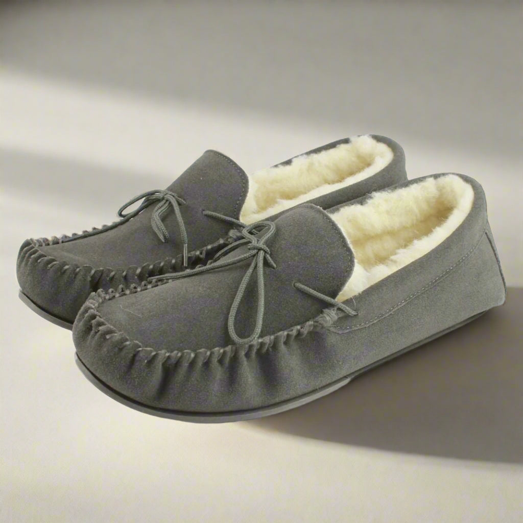 Men's Joel Grey Wool Lined Moccasin Hard Sole