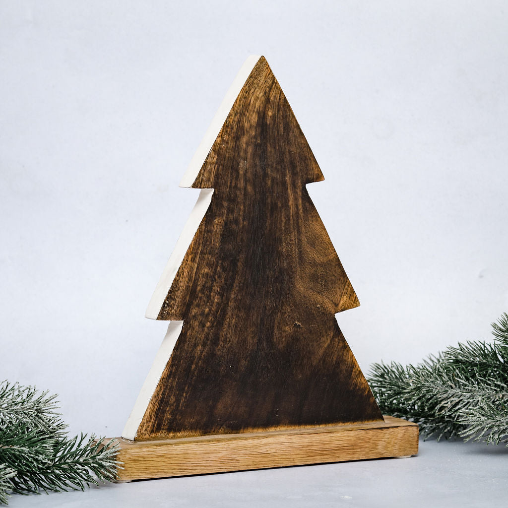 Dionysus Dark Stained Traditional shaped Wooden Christmas Tree Freestanding Decoration