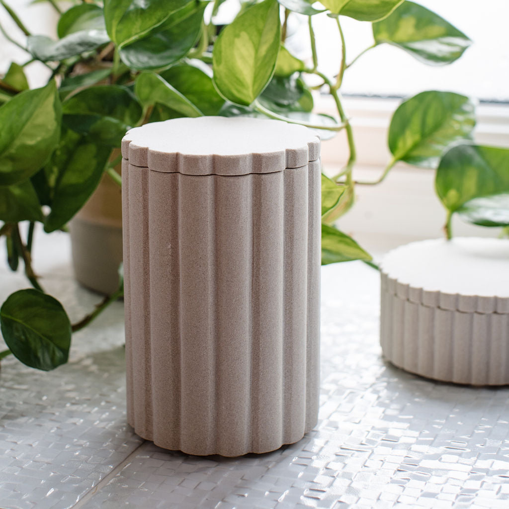 Penryn Decorative Sandstone Ribbed Keepsake/Storage Jars