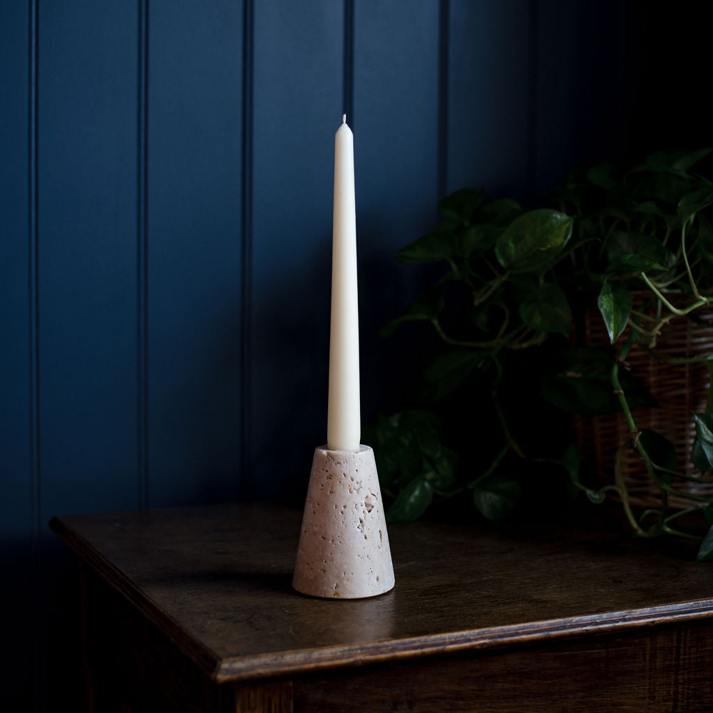 Argyll - Travertine Candlestick Holder