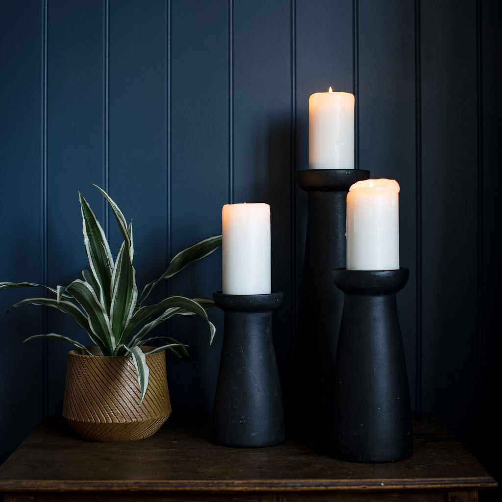 Irthing - Black Terracotta Piller Candle Holder