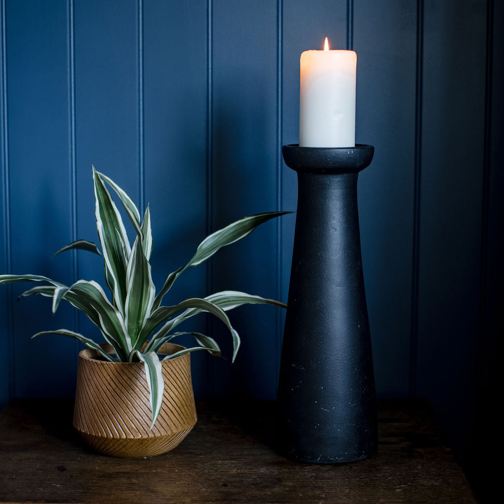 Irthing - Black Terracotta Piller Candle Holder