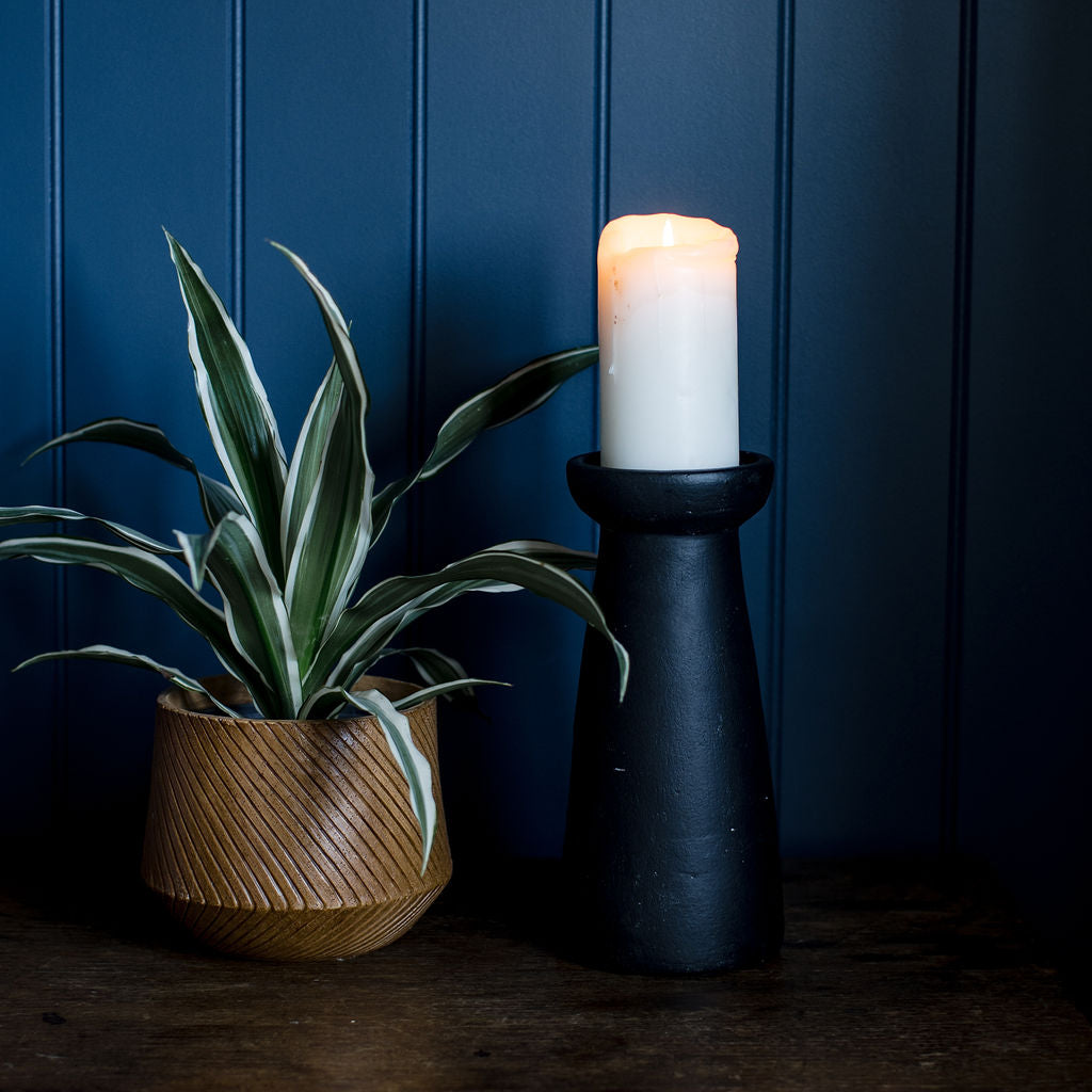 Irthing - Black Terracotta Piller Candle Holder