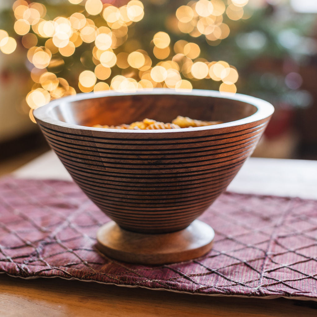 Nimes - Hand-carved Wooden Bowl, with Decorative Base