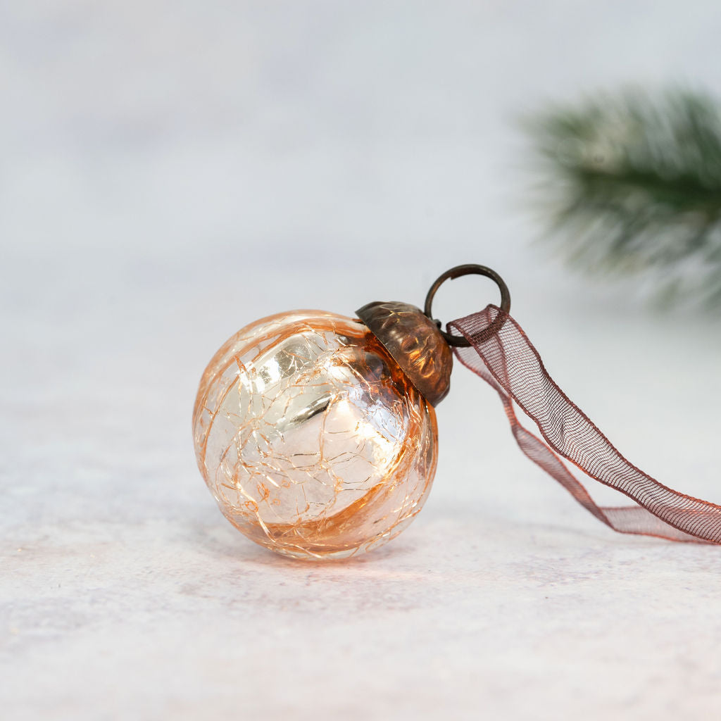 Set of 6 Small 1" Rose Crackle Rib Balls