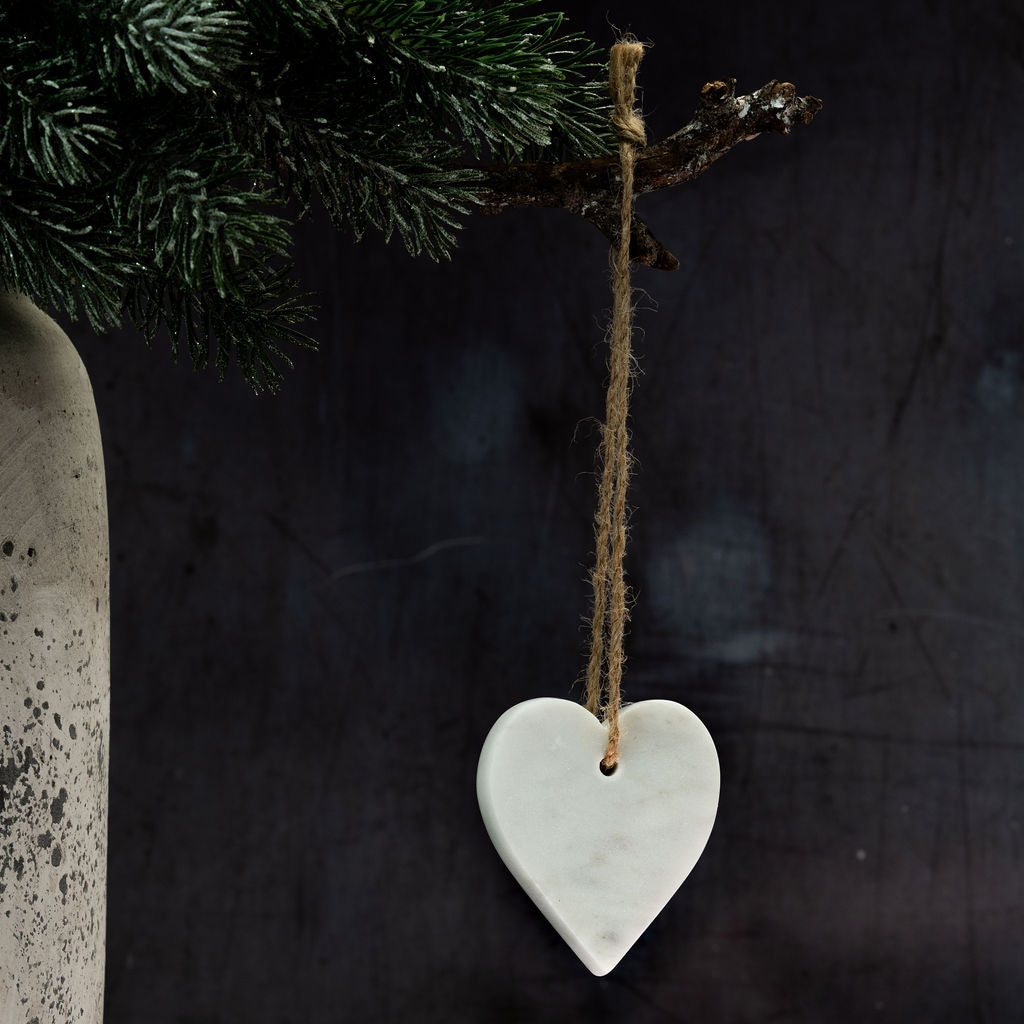 White Marble Hanging Heart Decoration