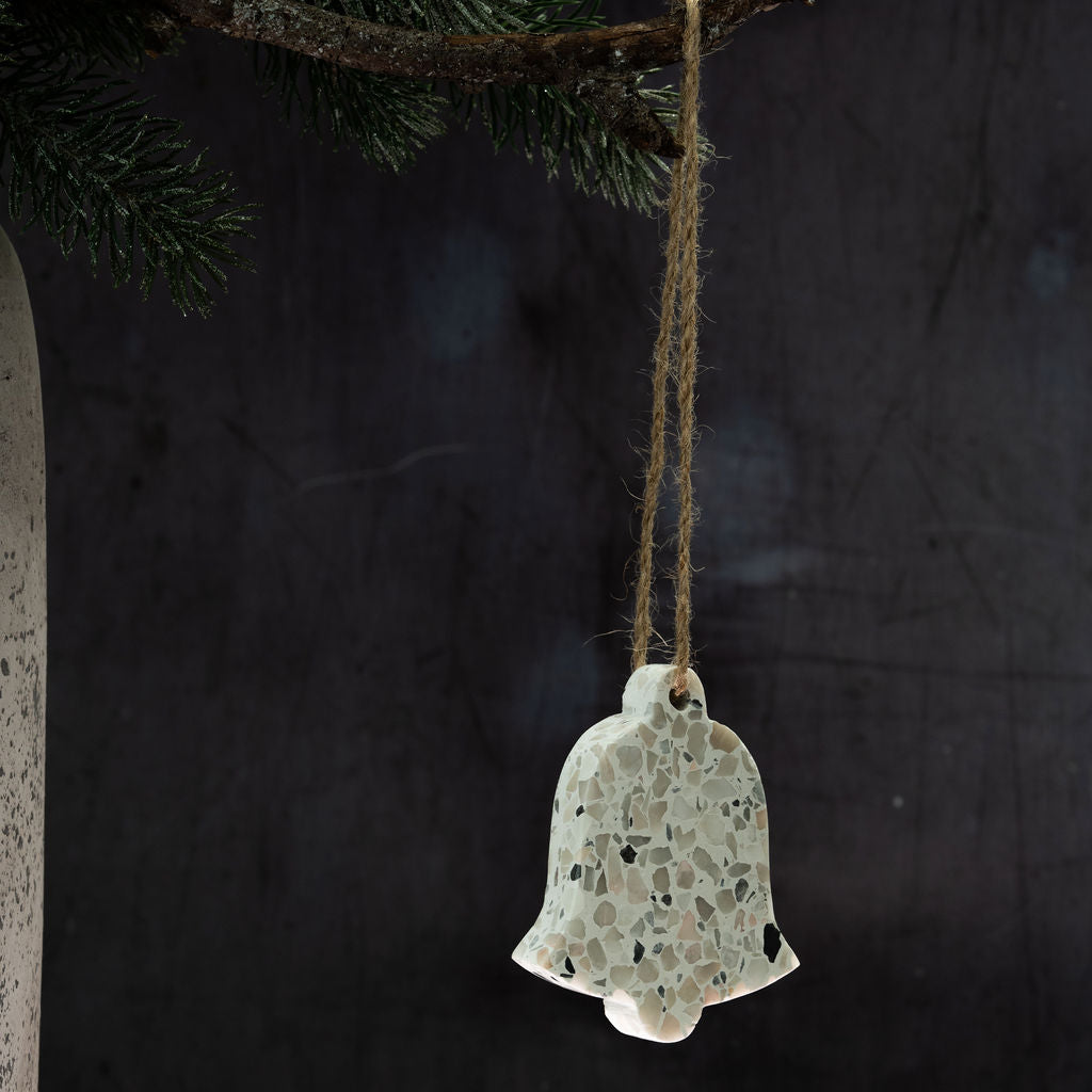 Light Grey Terrazzo Hanging Bell Decoration