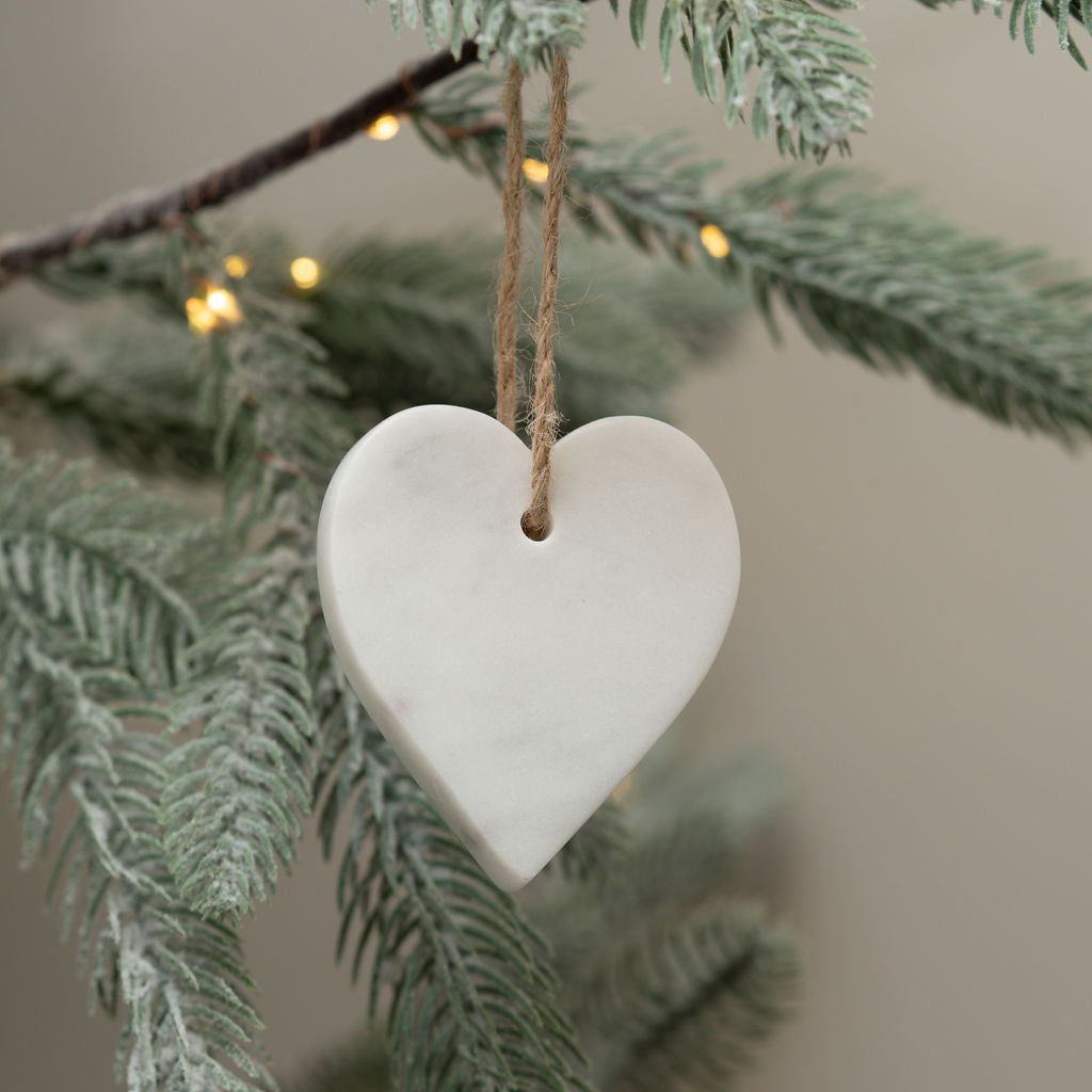 White Marble Hanging Heart Decoration