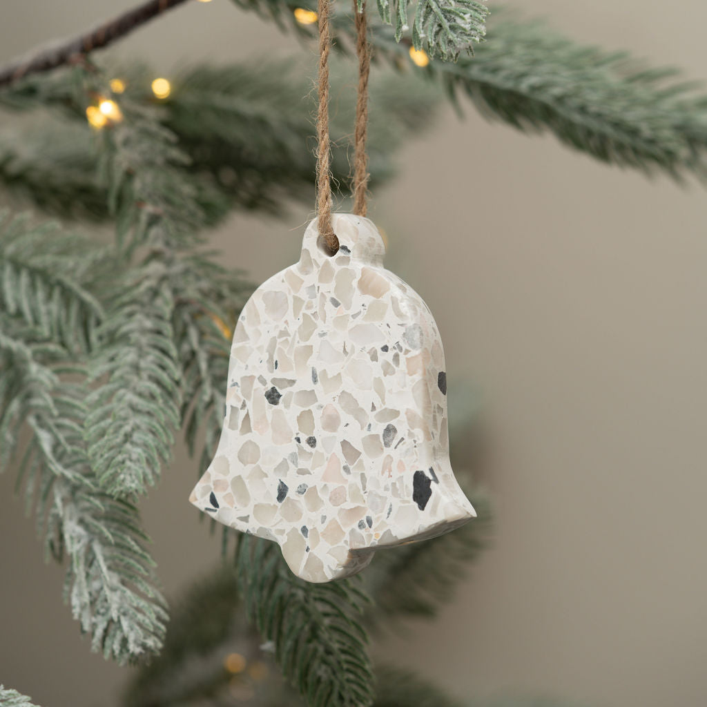 Light Grey Terrazzo Hanging Bell Decoration