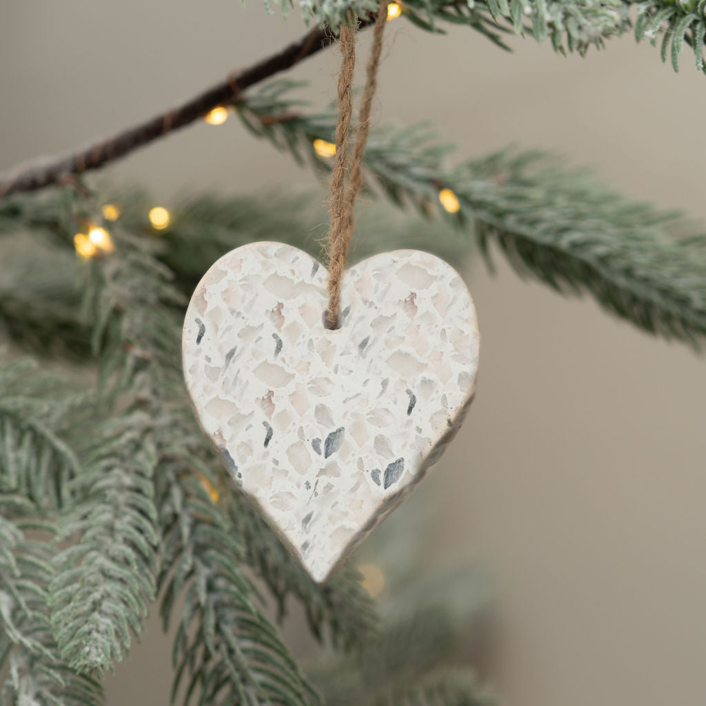 Light Grey Terrazzo Hanging Heart Decoration