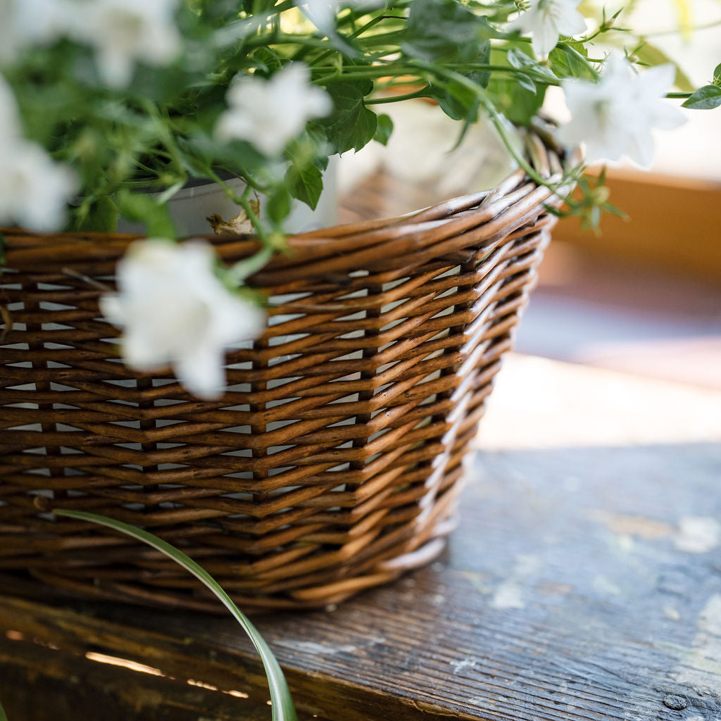 Distilled Oval Wicker Tabletop Planter