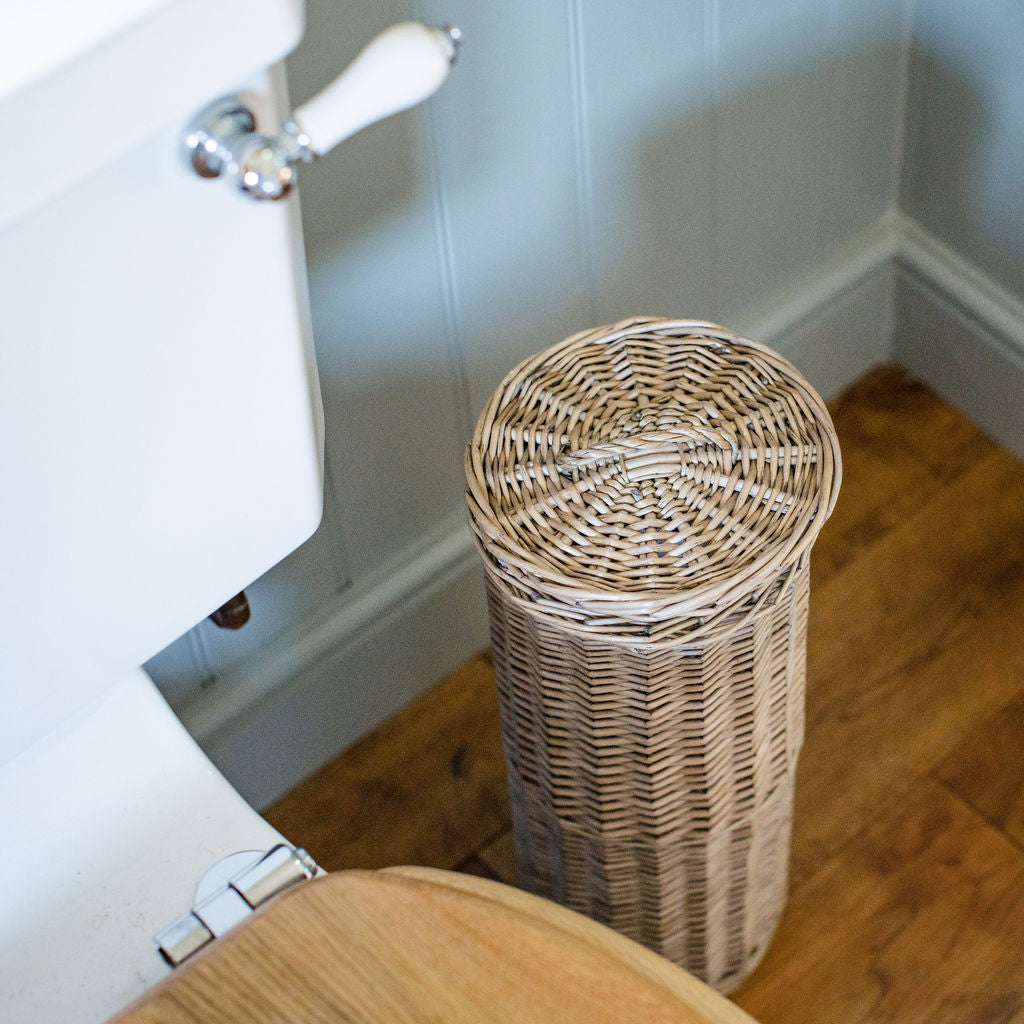 Light Grey Wicker Toilet Roll Holder