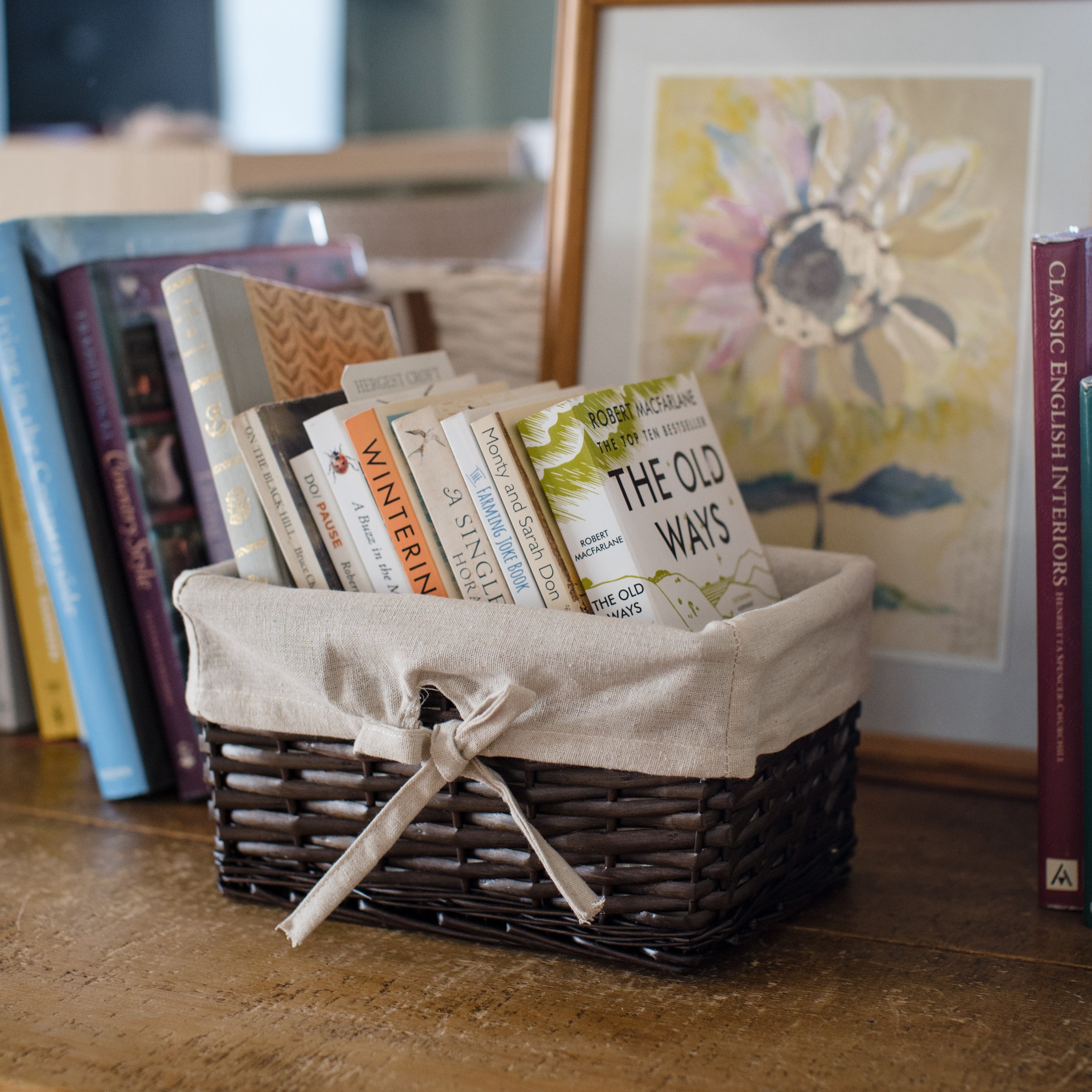 Dark Coffee Small Wicker Basket Brown Storage Tray Arthur Cameron Dark coffee small wicker basket brown storage tray arthur cameron