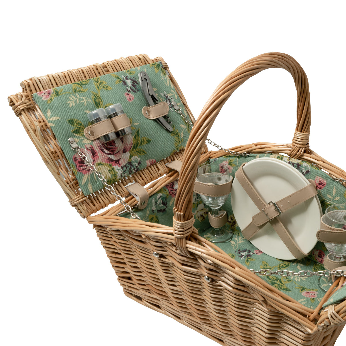 Deluxe Wicker English Rose Lining 2 Person Picnic Basket – Arthur Cameron