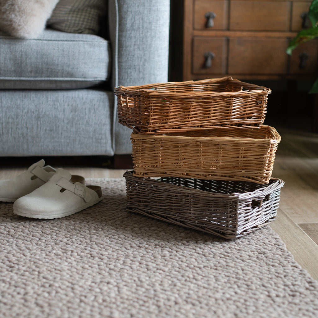 Natural Rectangular Wicker Shallow Storage Tray – Arthur Cameron