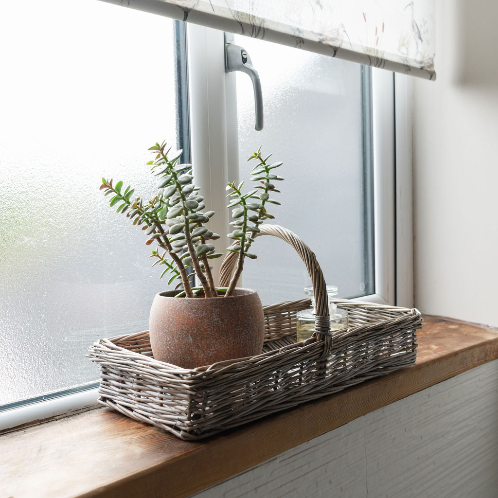 Light Grey Rectangular Wicker Trug Basket