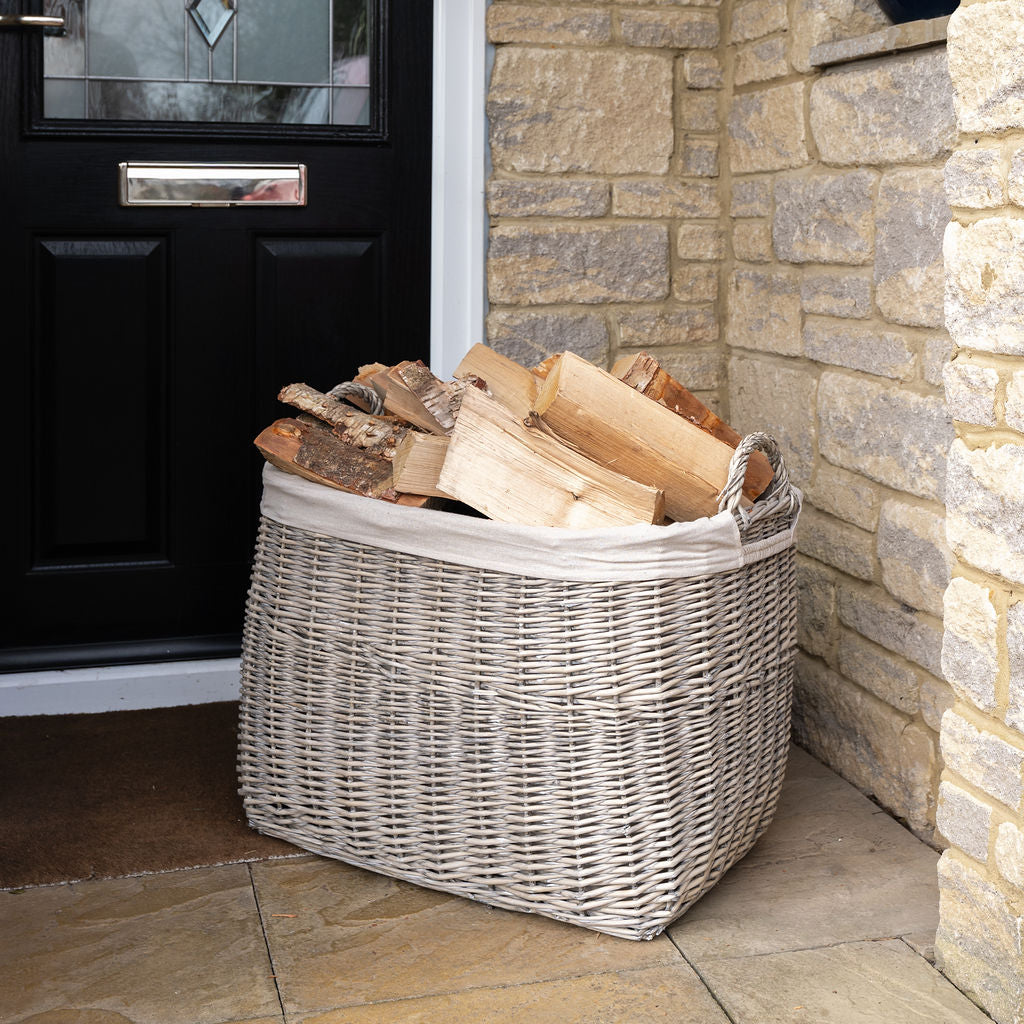 Fawley Rectangular Buff Wicker Log Basket – Arthur Cameron