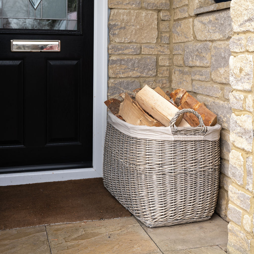 Fawley Rectangular Buff Wicker Log Basket – Arthur Cameron