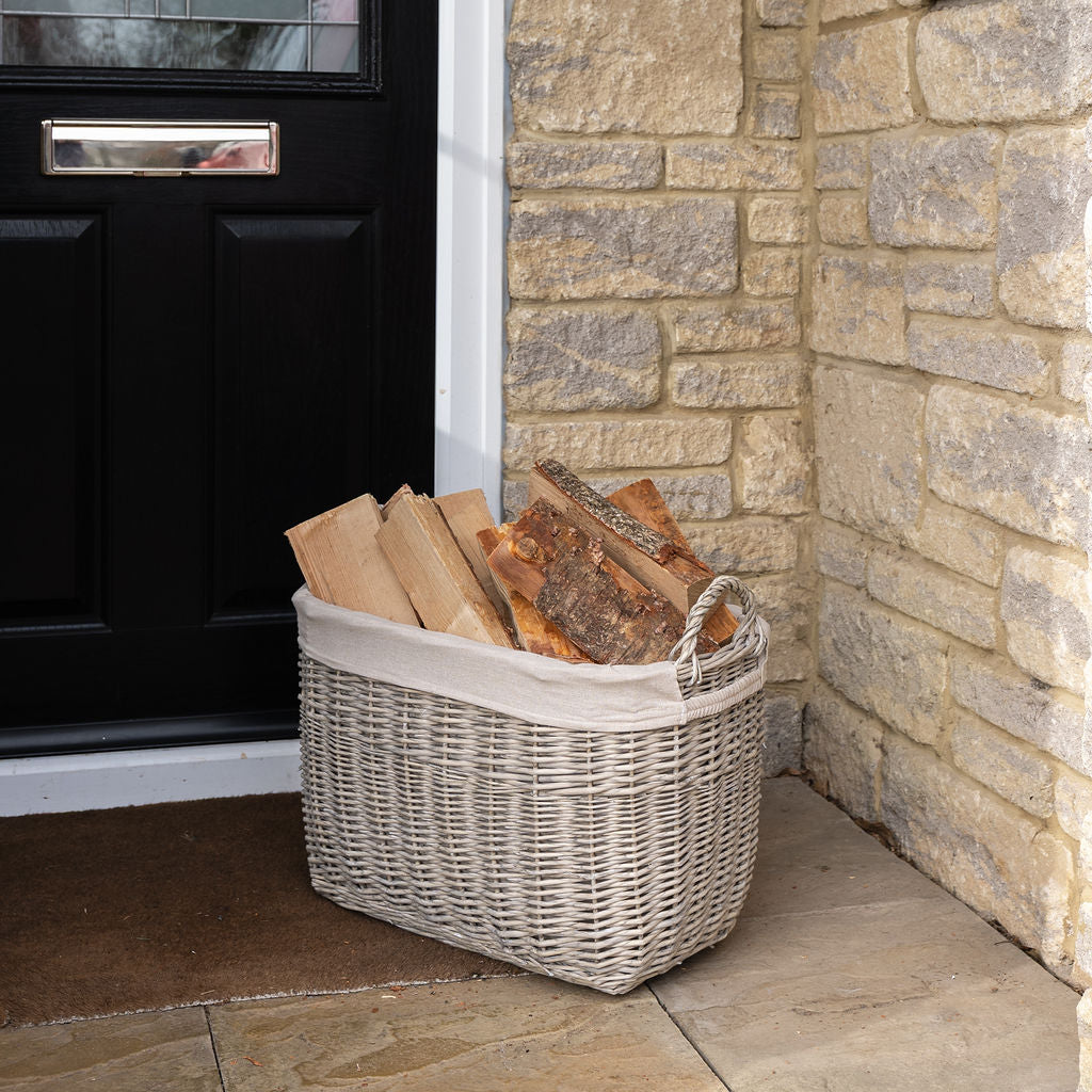 Fawley Rectangular Buff Wicker Log Basket – Arthur Cameron