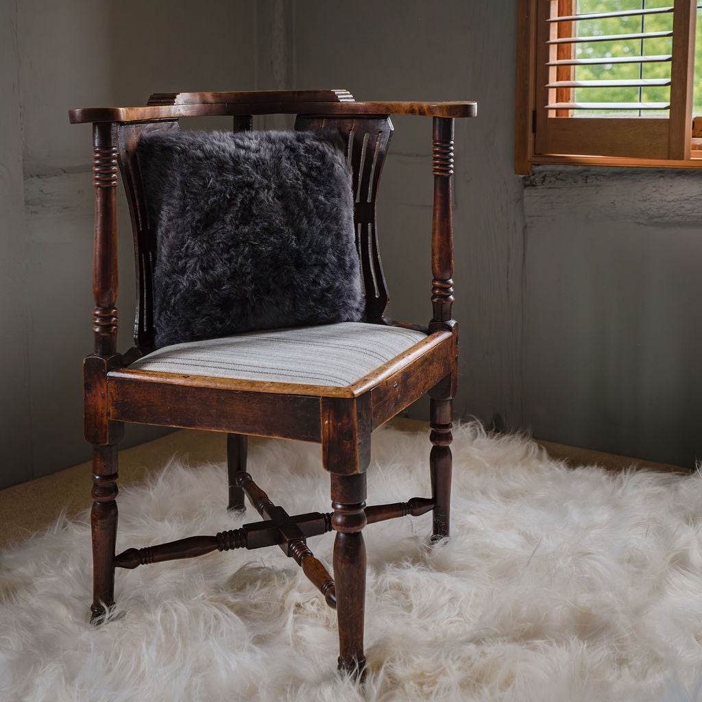 Luxury Icelandic Double Sided Shorn Sheepskin Cushion in Graphite