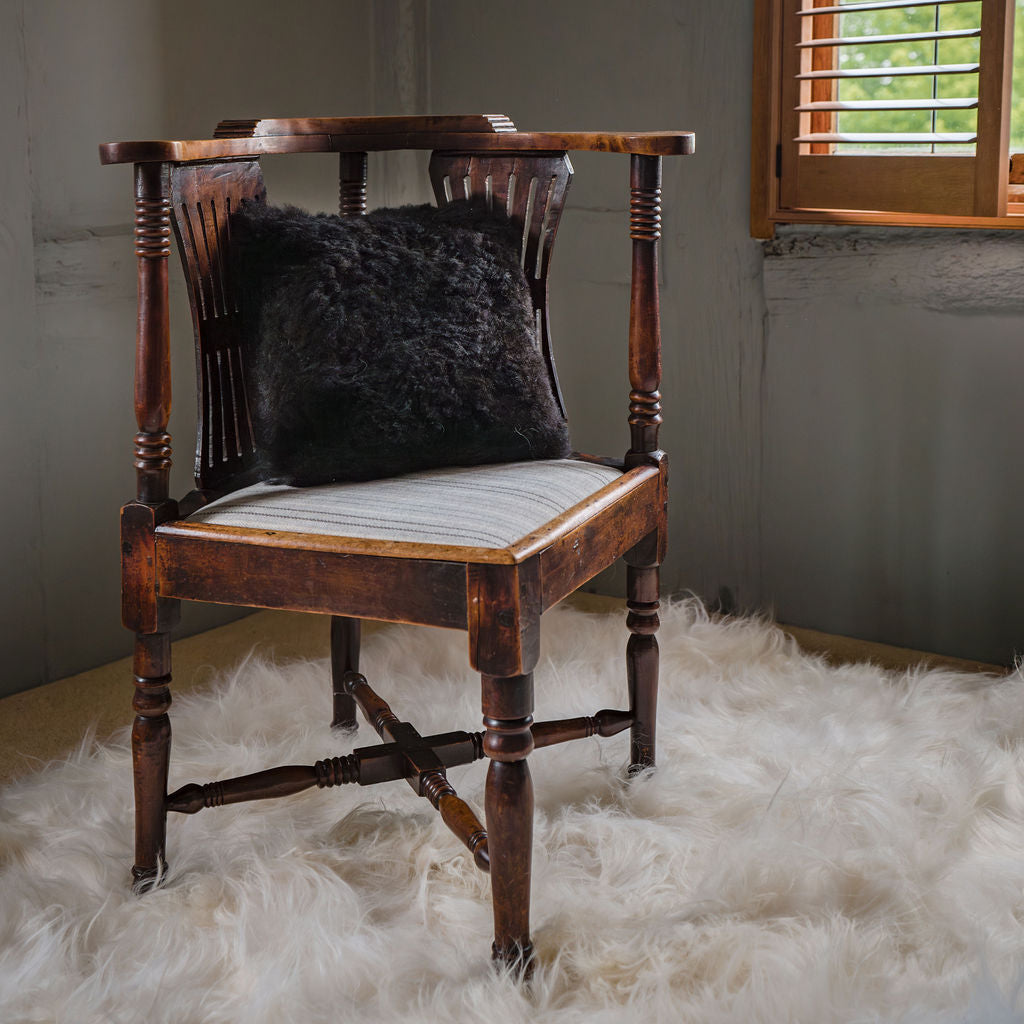Luxury Icelandic Double Sided Shorn Sheepskin Cushion in Black
