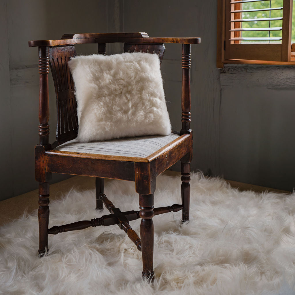 Luxury Icelandic Double Sided Shorn Sheepskin Cushion in Natural (Off White)