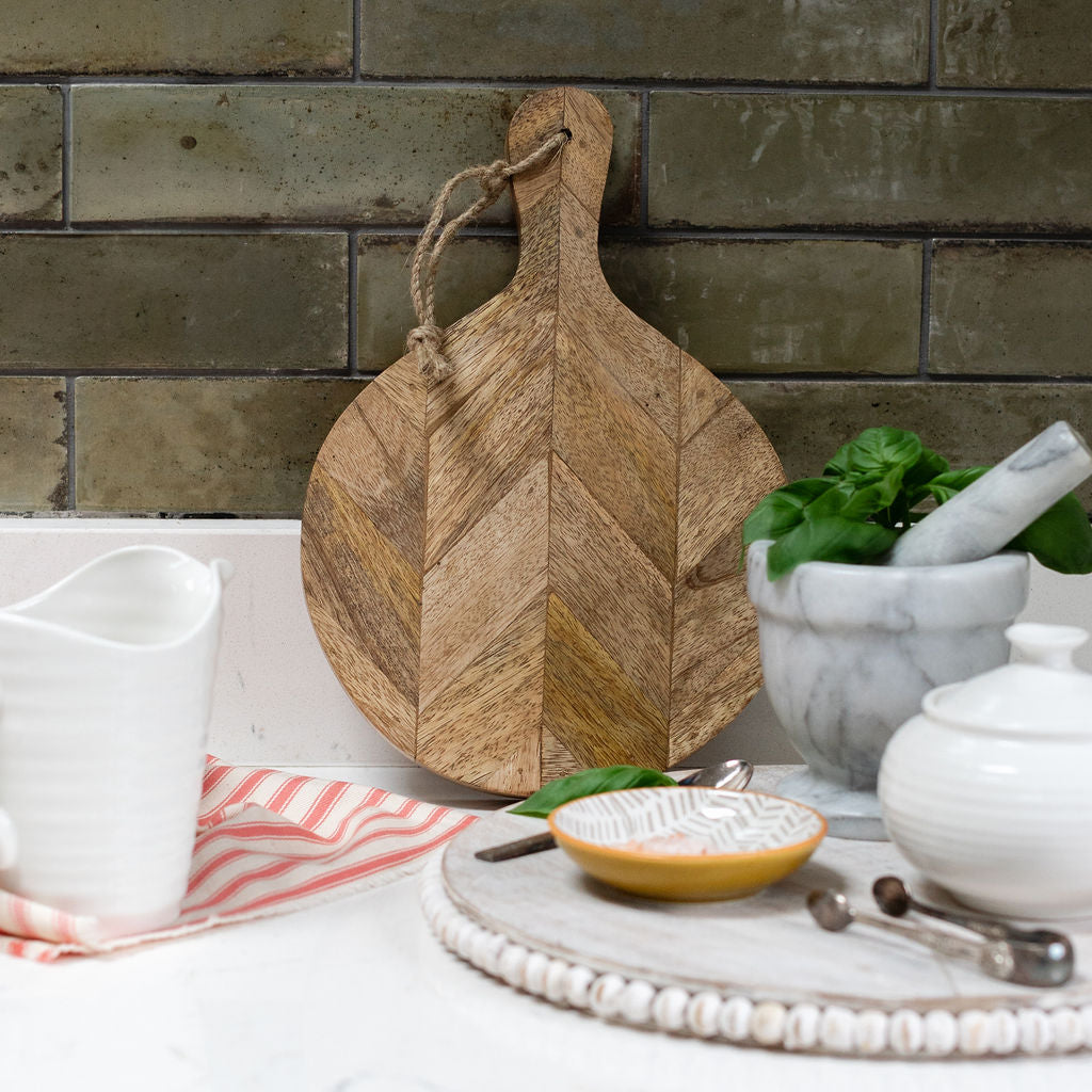 Troyes - Small Chevron patterned Wooden Serving Board