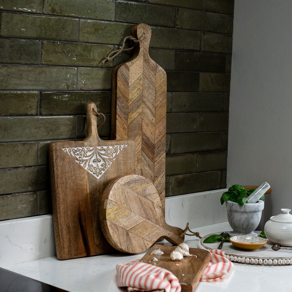 Troyes - Small Chevron patterned Wooden Serving Board