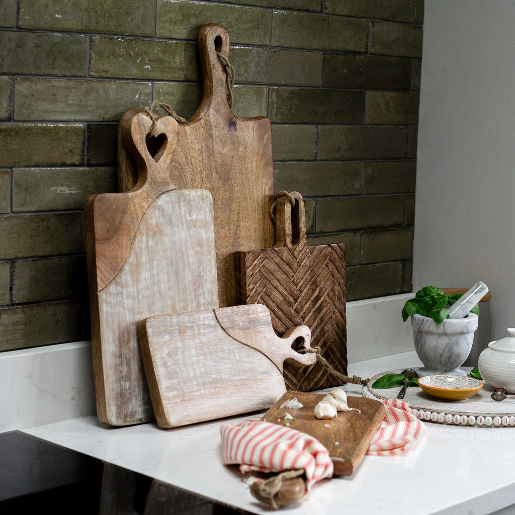 Amiens - Large Dual Tone Wooden Chopping board with Heart Carved Handle