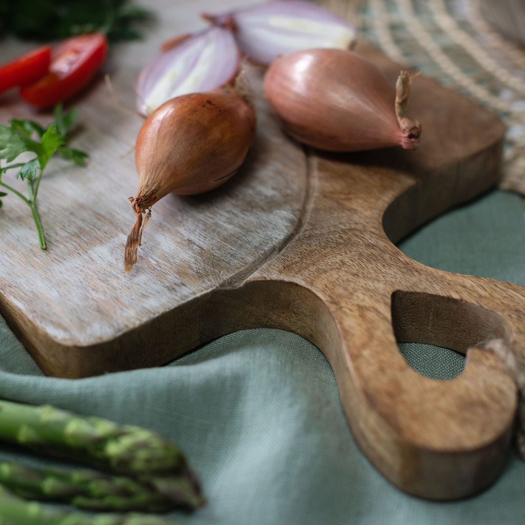 Amiens - Large Dual Tone Wooden Chopping board with Heart Carved Handle