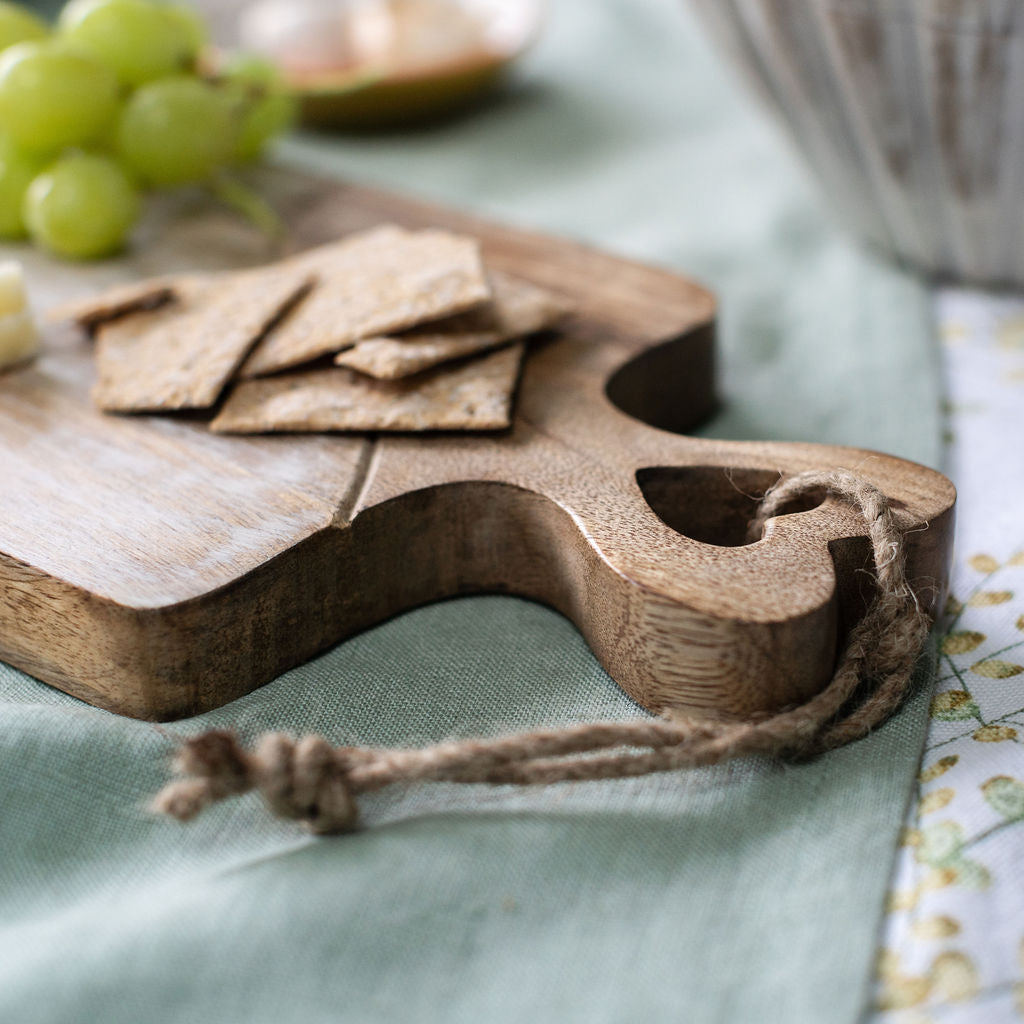 Amiens - Small Dual Tone Wooden Chopping board with Heart Carved Handle