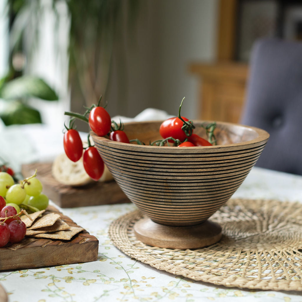 Nimes, Small Hand-carved Wooden Bowl, with Decorative Base