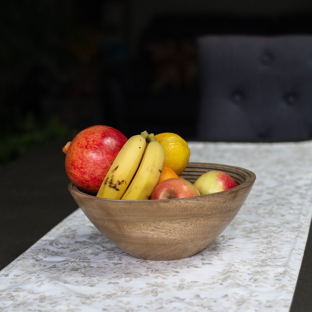 Lyon, Large, Smooth Hand-Carved Mango Wooden Bowl