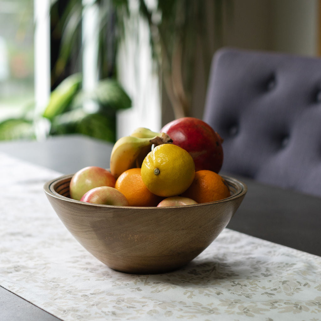 Lyon, Large, Smooth Hand-Carved Mango Wooden Bowl