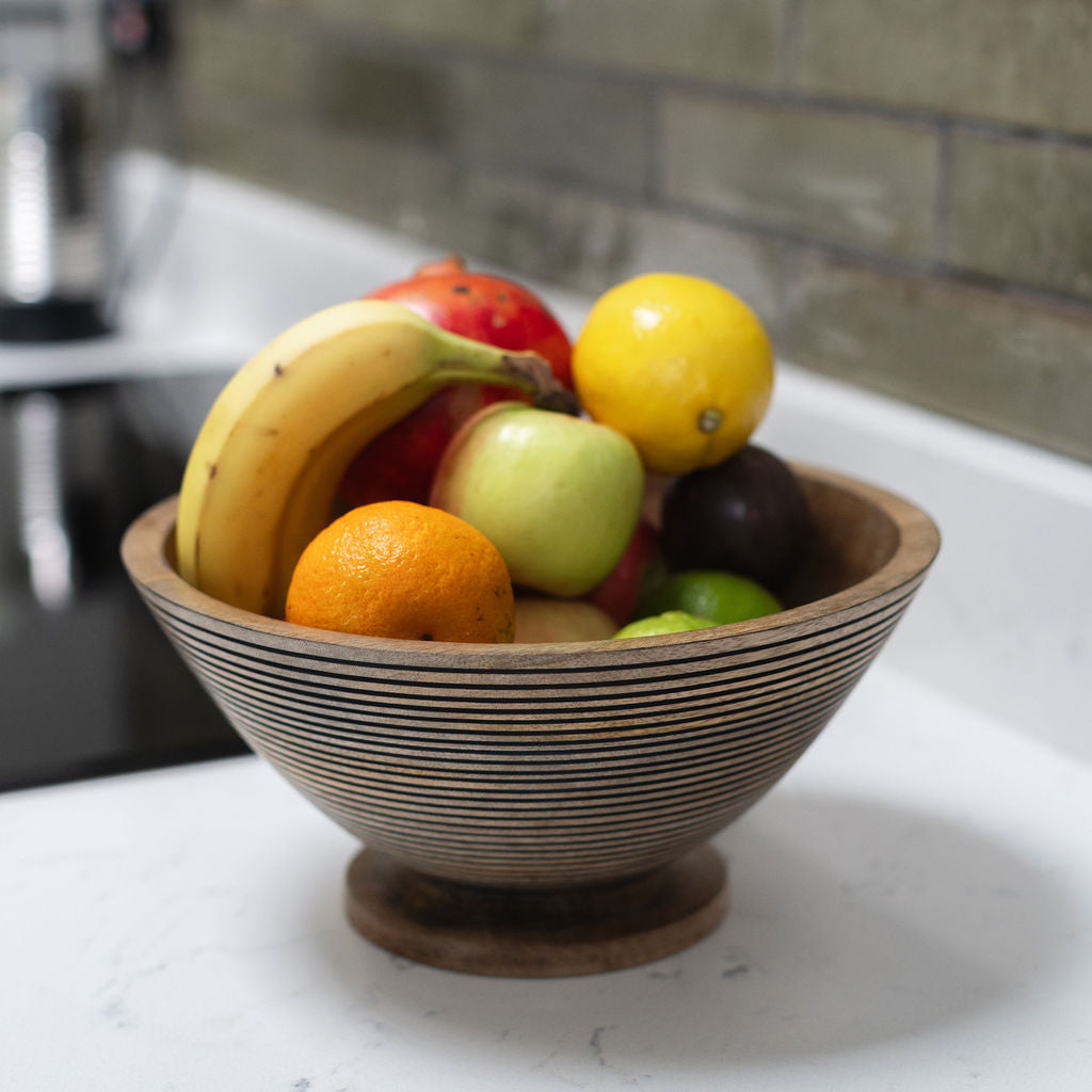 Nimes - Hand-carved Wooden Bowl, with Decorative Base