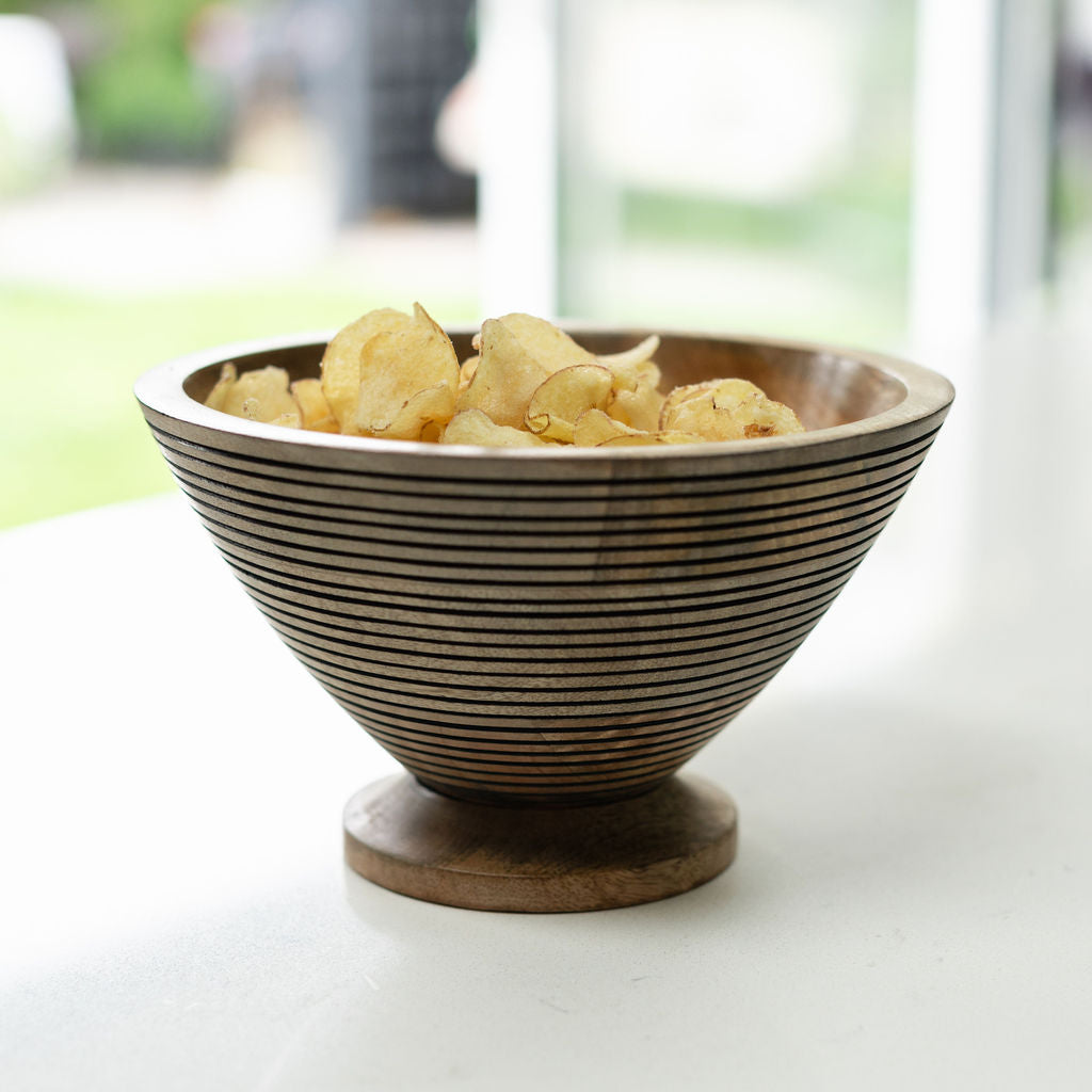 Nimes, Small Hand-carved Wooden Bowl, with Decorative Base