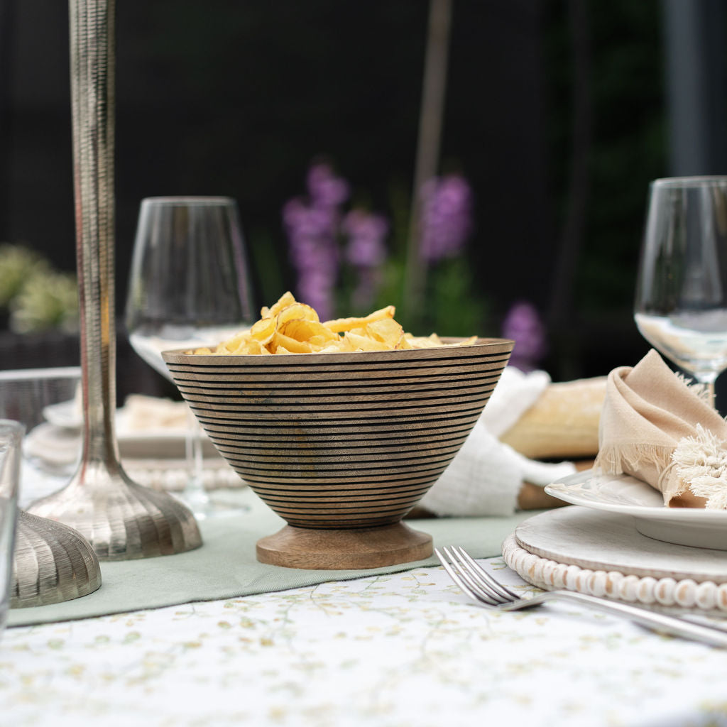 Nimes, Small Hand-carved Wooden Bowl, with Decorative Base