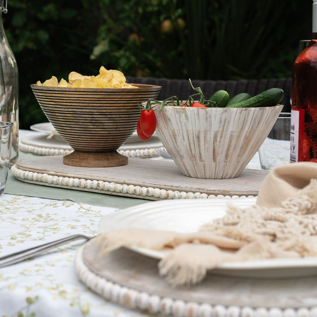 Lille, Oval, Whitewashed Decorative Serving Board/Flat Tray