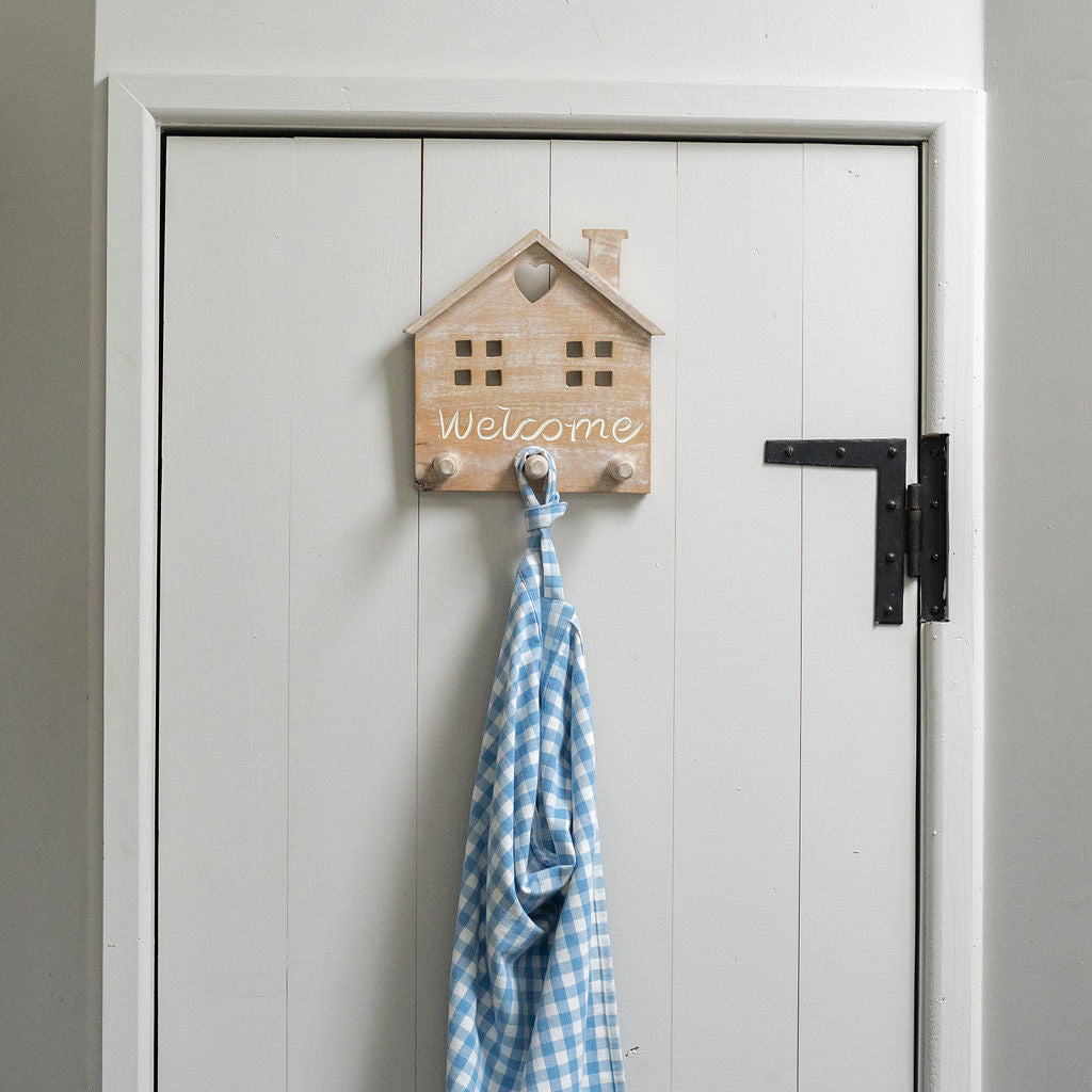 Douai, Small Whitewashed Wooden Home Hanging Rack