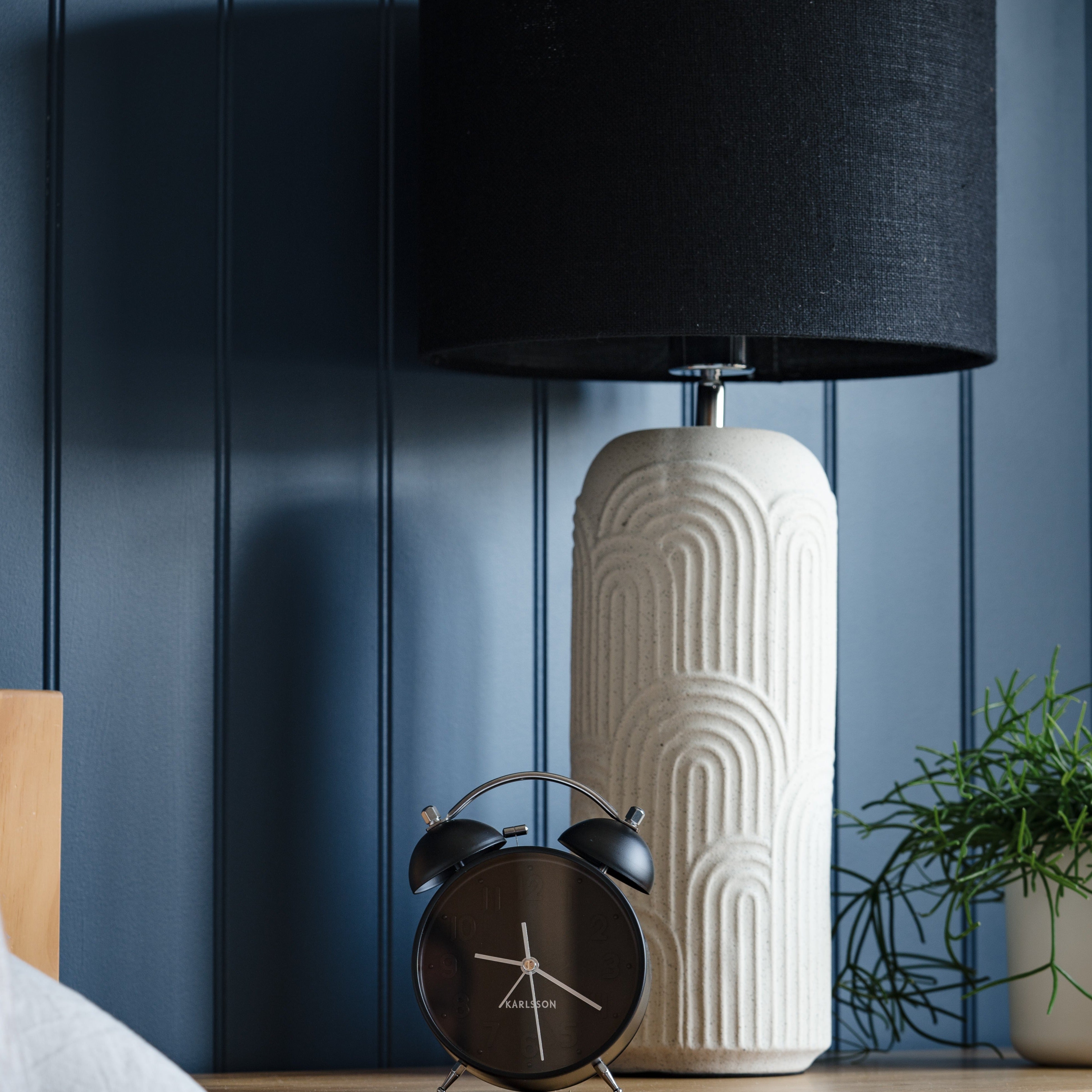 Diego Ceramic Textured Table Lamp with Black Linen Shade