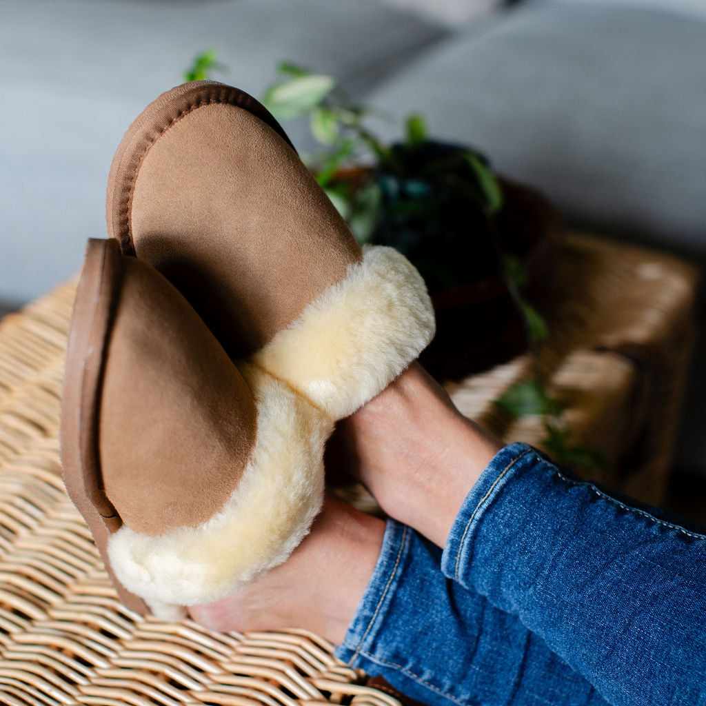 Ladies 'Daisy' Sheepskin Slipper Mule - Chestnut