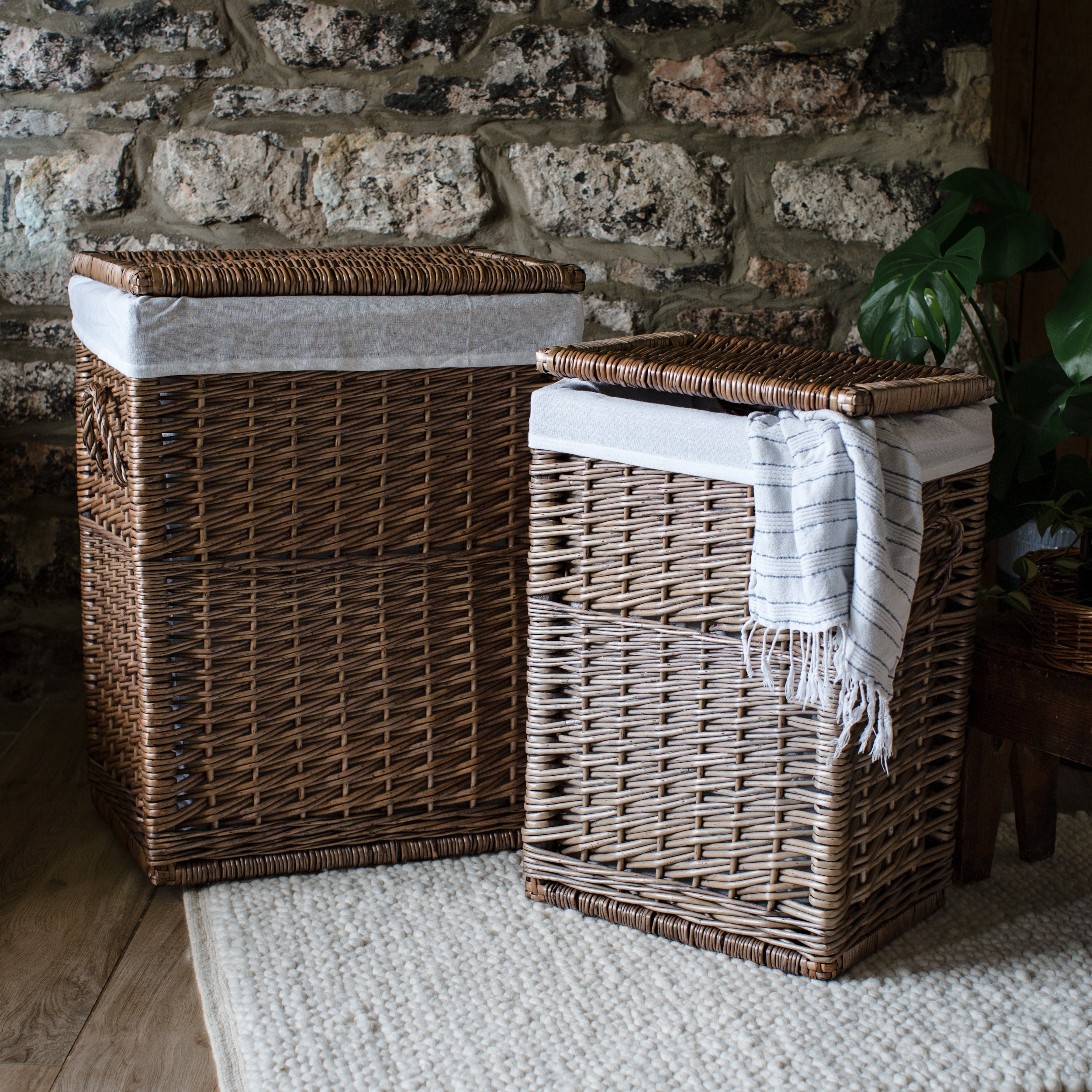 Light Grey Amalfi Wicker Laundry Basket
